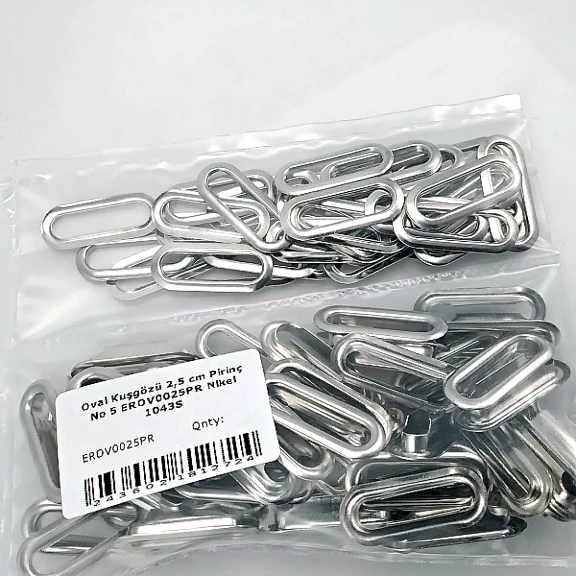 25 mm (0.98") Free Nickel Brass Oval Eyelets, 50 Pieces/Pack – EROV0025PRPKFN