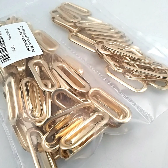25 mm (0.98") Gold Brass Oval Eyelets, 50 Pieces/Pack – EROV0025PRPKGLD