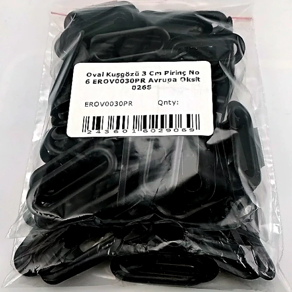 Oval Kuşgözü 2,5 cm Avrupa Siayh Mat  50 Adet/Paket Pirinç EROV0025PRPromo1