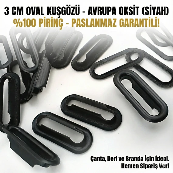Oval Kuşgözü 2,5 cm Avrupa Siyah Mat  50 Adet/Paket Pirinç EROV0025PRPromo1