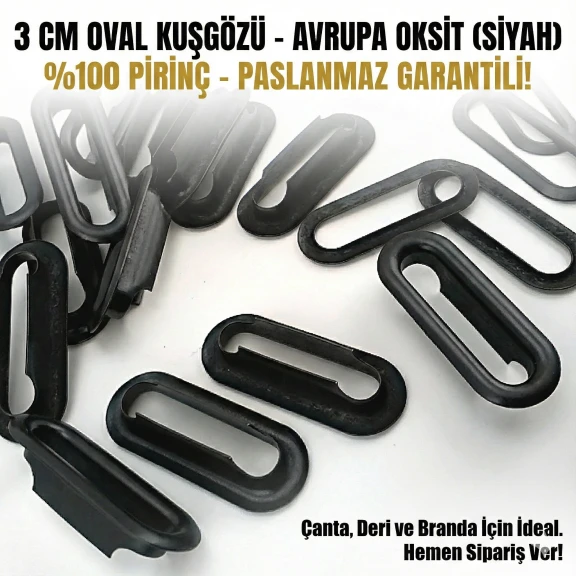 Oval Kuşgözü 2,5 cm Avrupa Siayh Mat  50 Adet/Paket Pirinç EROV0025PRPromo1