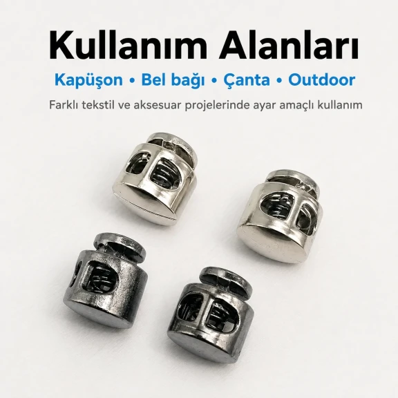 İki Delikli 4 mm Mayın Model Plastik Stoper, 50 adet paket, çanta ve mont aksesuarı