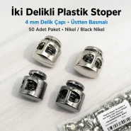 İki Delikli 4 mm Mayın Model Plastik Stoper 50 Adet Paket H002808Promo