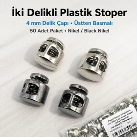 İki Delikli 4 mm Mayın Model Plastik Stoper 50 Adet Paket H002808Promo