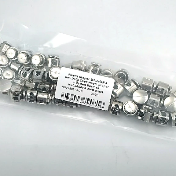 Plastik Stoper İki Delikli 4 mm Delik Çaplı Mayın Stoper 50'Lik Paket - Üstten Basmalı H002808Promo