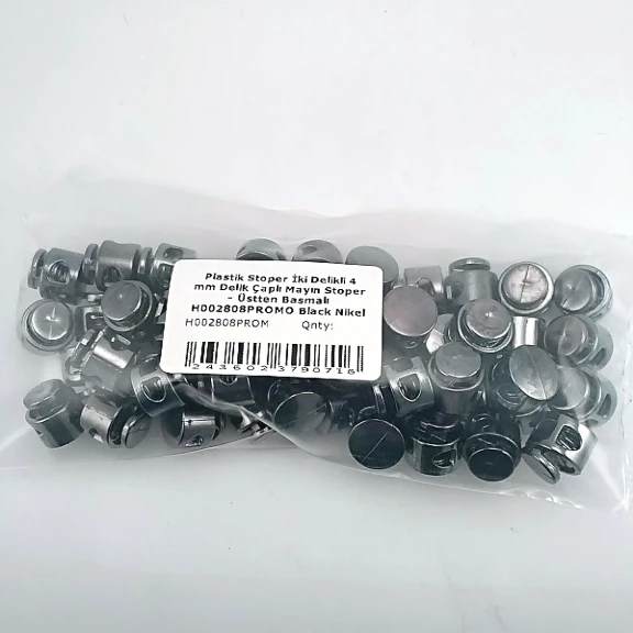 Plastik Stoper İki Delikli 4 mm Delik Çaplı Mayın Stoper 50'Lik Paket - Üstten Basmalı H002808Promo