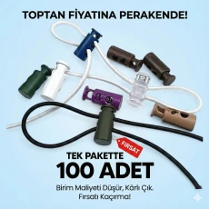 İki Delikli Plastik Stoper 4 mm Delik Çaplı - Sade Model 100 Adet/Paket H004416Promo