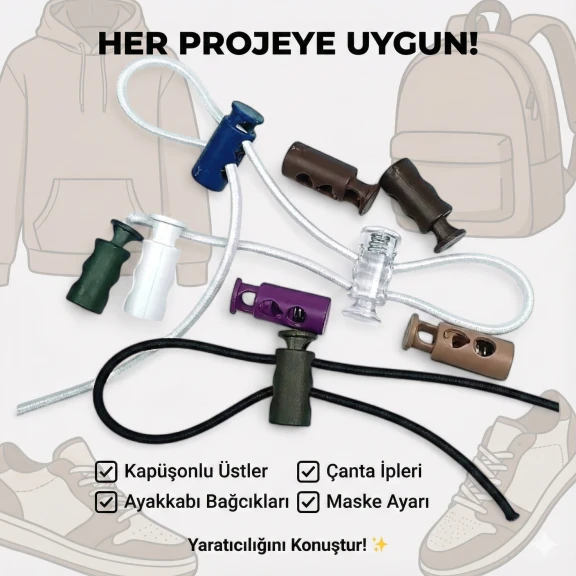 İki Delikli Plastik Stoper 4 mm Delik Çaplı - Sade Model 100 Adet/Paket H004416Promo
