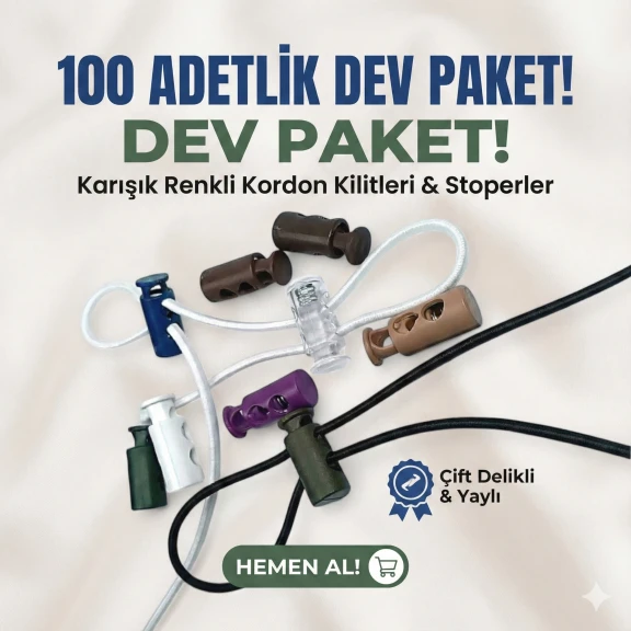 İki Delikli Plastik Stoper 4 mm Delik Çaplı - Sade Model 100 Adet/Paket H004416Promo