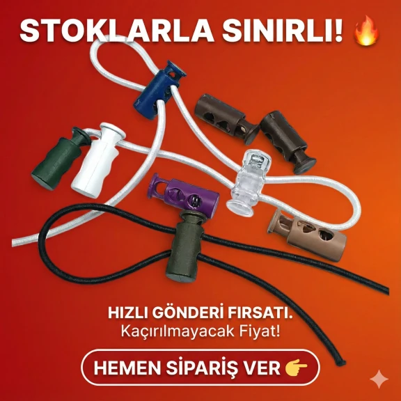 İki Delikli Plastik Stoper 4 mm Delik Çaplı - Sade Model 100 Adet/Paket H004416Promo