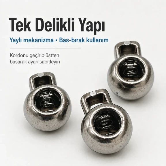 5.5 mm Kordon Girişli Tek Delikli Plastik Stoper 22 × 16 mm 50 Adet Paket