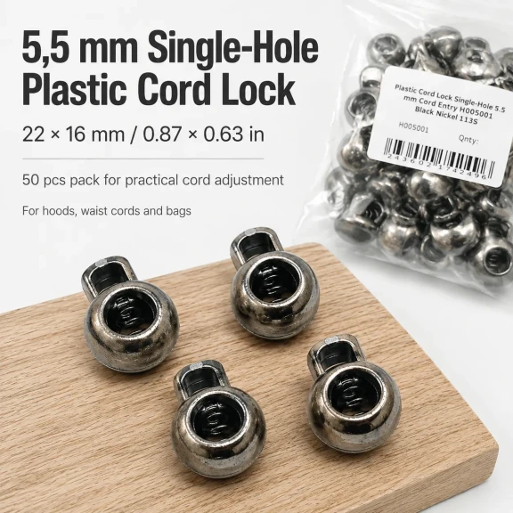 5.5 mm Kordon Girişli Tek Delikli Plastik Stoper 22 × 16 mm 50 Adet Paket