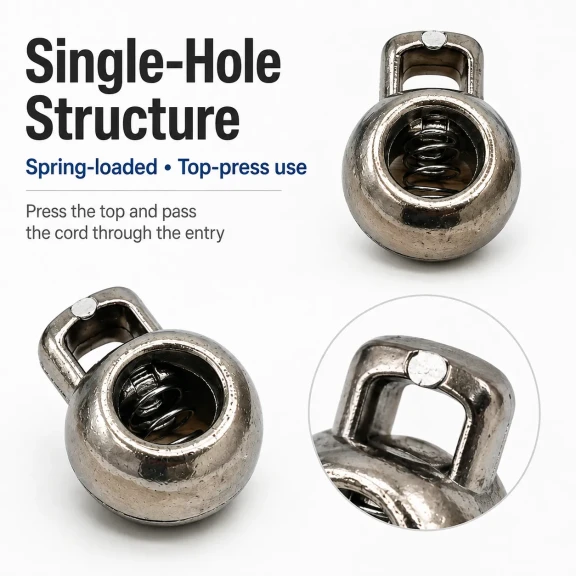 5.5 mm Kordon Girişli Tek Delikli Plastik Stoper 22 × 16 mm 50 Adet Paket
