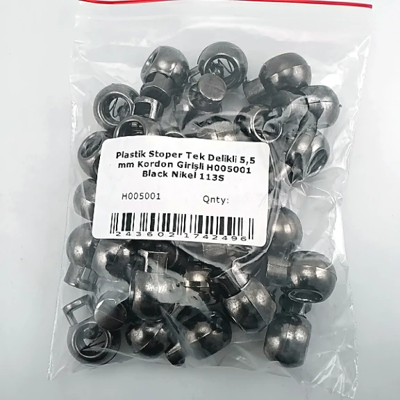 Plastik Stoper Tek Delikli 5,5 mm Kordon Girişli 50'lik Paket H005001Promo