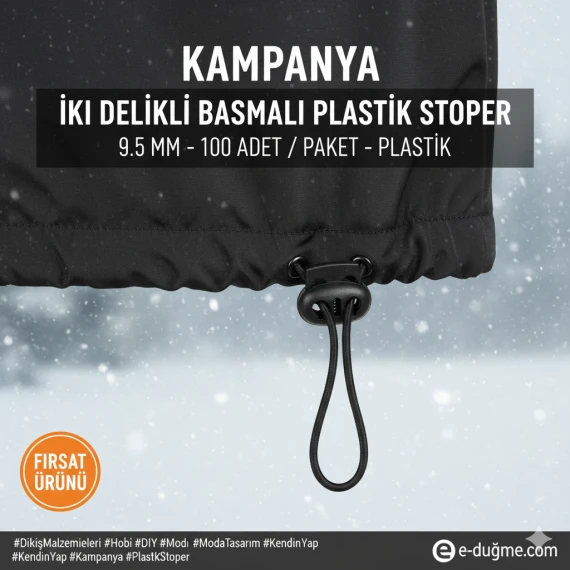 İki Delikli Plastik Stoper 5 mm Delik Çaplı 100 Adet/Paket H005004promo
