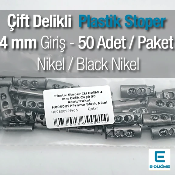 Plastik Stoper İki Delikli 4 mm Delik Çaplı 50 Adet/Paket H005009PPromo