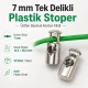 Tek Delikli Plastik Stoper 7 mm Kordon Girişli Üstten Basmalı 50 Adet H005010Promo - Plastik malzeme, dayanıklı ve esnek