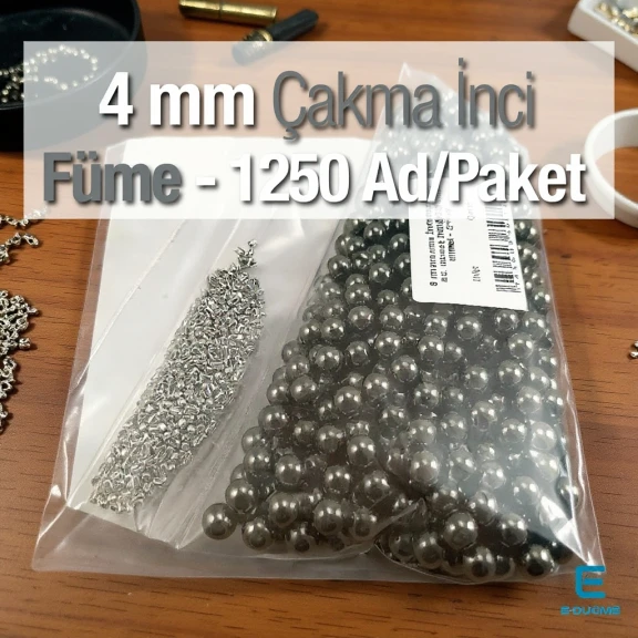 Çakma İnci 4 mm Black Nikel Renk ( 1250 ad / Paket)  INC0004BN