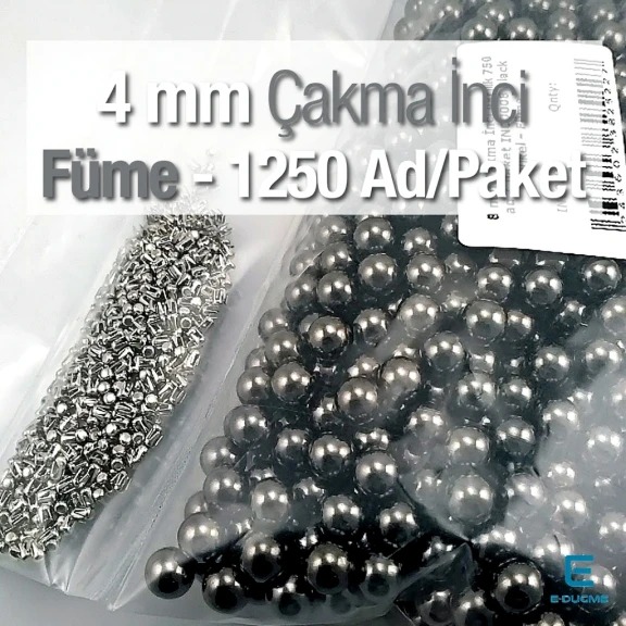 Çakma İnci 4 mm Black Nikel Renk ( 1250 ad / Paket)  INC0004BN