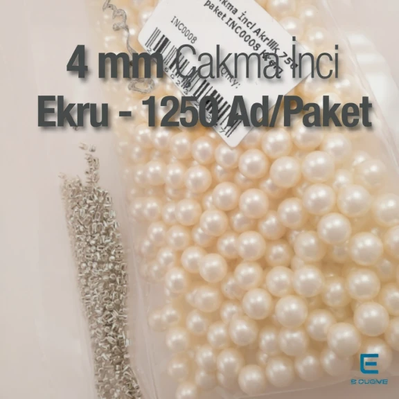 Çakma İnci 4 mm Krem Renk ( 1250 ad / Paket) INC0004CRM