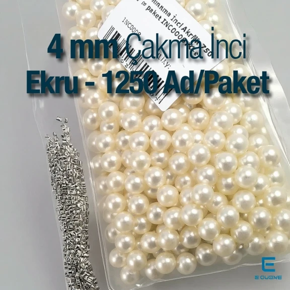 Çakma İnci 4 mm Krem Renk ( 1250 ad / Paket) INC0004CRM