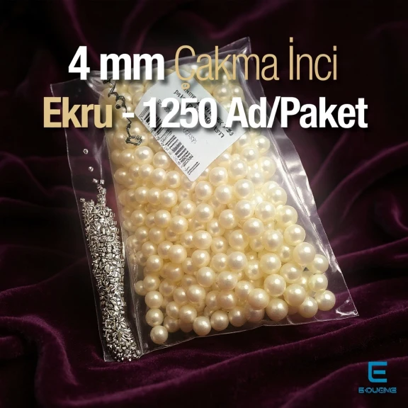Çakma İnci 4 mm Krem Renk ( 1250 ad / Paket) INC0004CRM