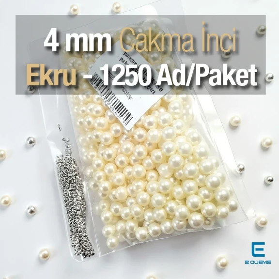 Çakma İnci 4 mm Krem Renk ( 1250 ad / Paket) INC0004CRM