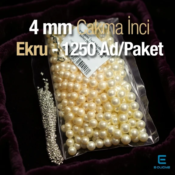 Çakma İnci 4 mm Krem Renk ( 1250 ad / Paket) INC0004CRM