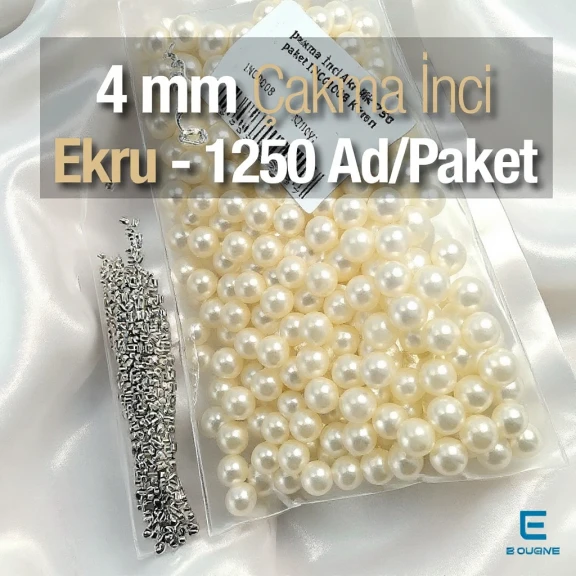 Çakma İnci 4 mm Krem Renk ( 1250 ad / Paket) INC0004CRM