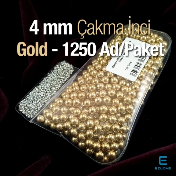 Çakma İnci 4 mm Gold Renk ( 1250 ad / Paket)  INC0004GLD