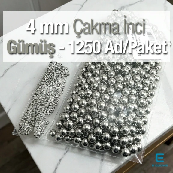 Çakma İnci 4 mm Nikel (Gümüş) Renk ( 1250 ad / Paket) INC0004SLN
