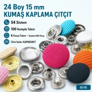 24L 15 mm / 0.591 in Fabric-Covered 54-System Snap Fastener, 100 Sets KAP0024CT