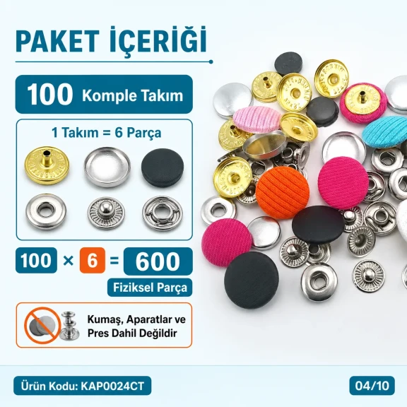24 boy 15 mm kumaş kaplama çıtçıt düğme, ceket, kaban, yelek gibi giyim ürünlerinde dekoratif ve pratik kapama çözümü