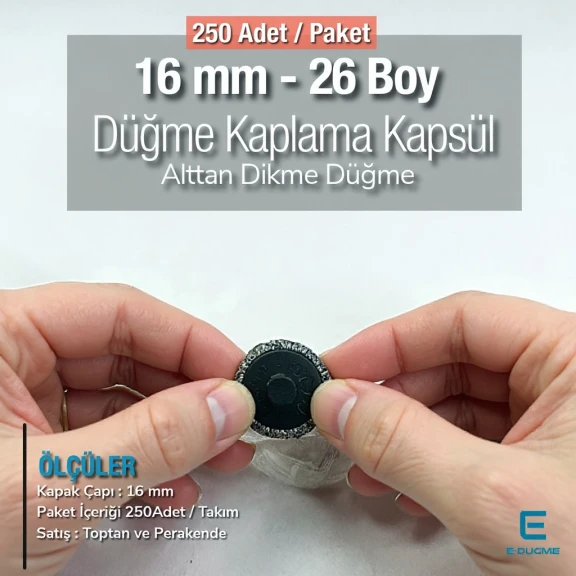 26 L - 16 mm Fabric Cover Button with Sew-Through Shank, 250 Pcs/Pack – KAP0026