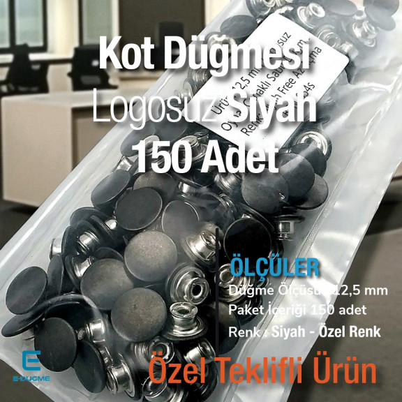 Kot Düğmesi 12,5 mm Oynar çanaklı Metalik Siyah 150 Adet/Paket KD0012503PROMO Kot Düğmesi 12,5 mm Oynar çanaklı Metalik Siyah 150 Adet/Paket KD0012503PROMO