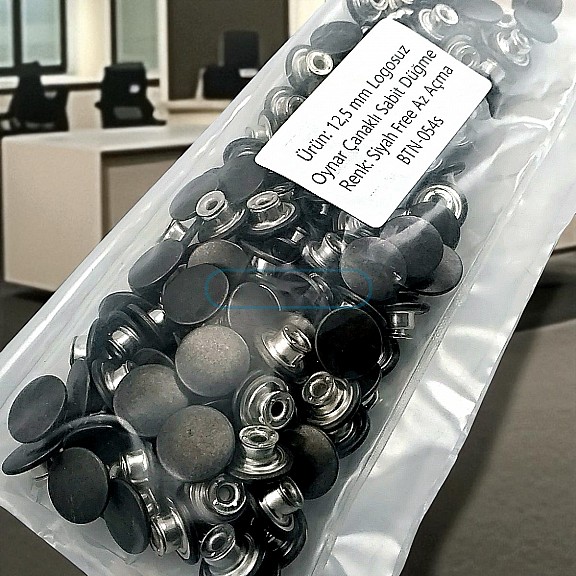 Kot Düğmesi 12,5 mm Oynar çanaklı Metalik Siyah 150 Adet/Paket KD0012503PROMO