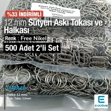 12 mm  Sütyen Askı Ayar Tokası ve Halkası Free Nikel 500 ad/Paket PBT0007PROMO