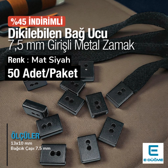 Bağucu Dikme - Küp Dikilebilen Bağucu 50 Adet/Pkaet Mat Siyah Giriş 7,5 mm x 3,5 mm PROMOART0034