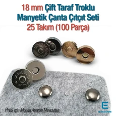 18 mm (0.71") Double Cap Magnetic Bag Snap Set 25 Sets SB 10132CTPK25