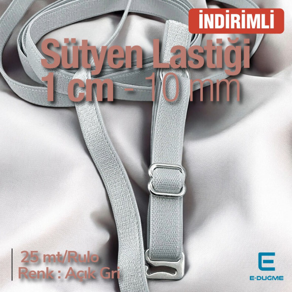 Sütyen Lastiği 1 cm - Açık Gri 25 mt/Rulo SUT0010Promo