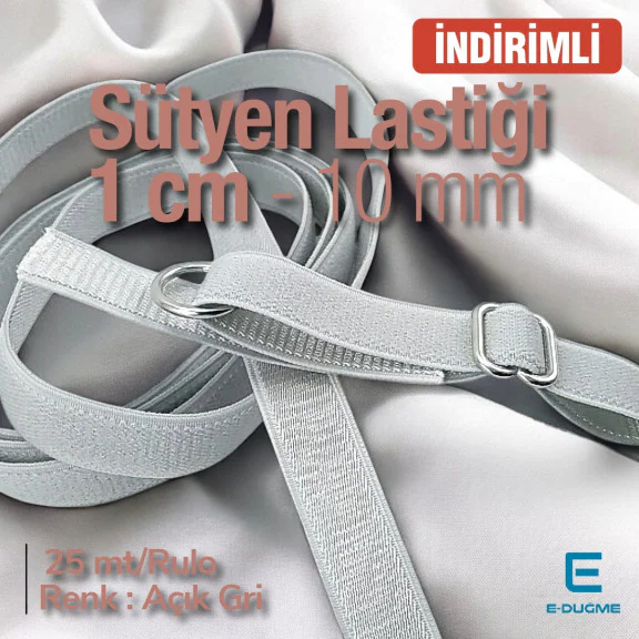 Sütyen Lastiği 1 cm - Açık Gri 25 mt/Rulo SUT0010Promo