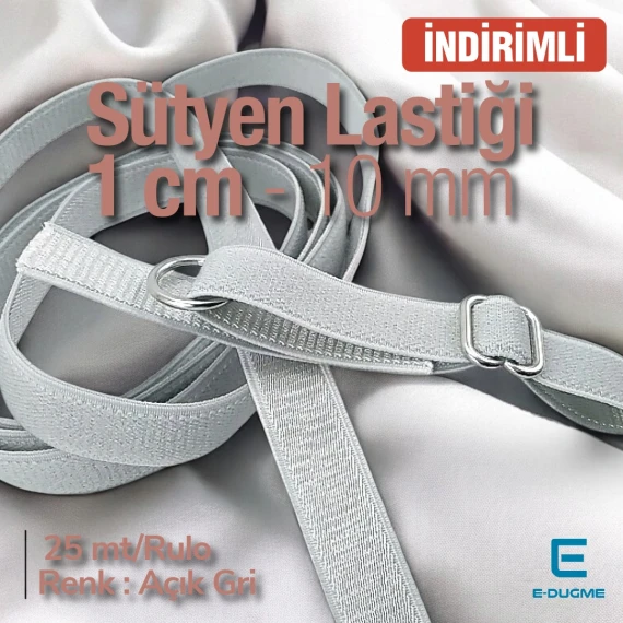 Sütyen Lastiği 1 cm - Açık Gri 25 mt/Rulo SUT0010Promo