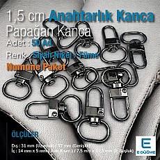 Anahtarlık Kanca 1,5 cm Siyah Nikel Renk Papağan Kanca 50 Adet /Paket A 546 PROMO1