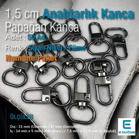 Anahtarlık Kanca 1,5 cm Siyah Nikel Renk Papağan Kanca 50 Adet /Paket A 546 PROMO1