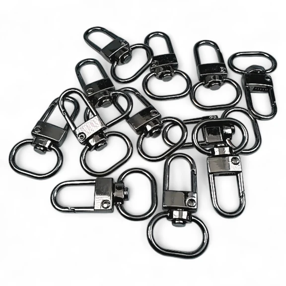 1,5 cm -0.6" Keychain Hook Black Nickel Color Parrot Hook 50 Pieces / Pack A 546 PROMO1