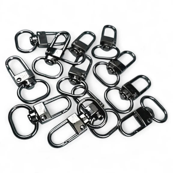 1,5 cm -0.6" Keychain Hook Black Nickel Color Parrot Hook 50 Pieces / Pack A 546 PROMO1