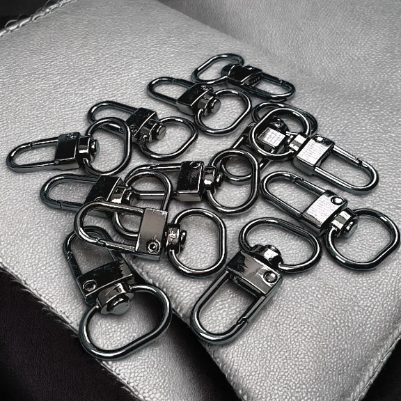 1,5 cm -0.6" Keychain Hook Black Nickel Color Parrot Hook 50 Pieces / Pack A 546 PROMO1