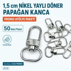 1,5 cm Nikel Yaylı Döner Papağan Kanca 50 Adet/Paket A 546 PROMO2