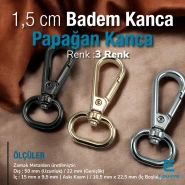 1,5 cm Yaylı Döner Kanca - Badem Kanca - Papağan Kanca - Çanta Kancası Özel Kaplama S 20275