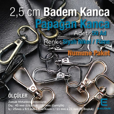 Papağan Kanca - 25 mm Badem Kanca - Yaylı Döner Kanca (100 Adet/Paket) S24699
